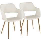 Margarite Dining Accent Chair in Gold & Cream Leatherette (Set of 2)